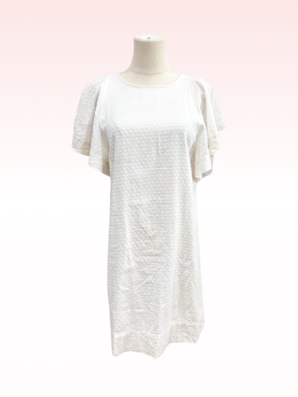 J.CREW White Ruffle Sleeve Textured Dress (Sz 0)